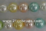 CSB1098 15.5 inches 12mm round mixed color shell pearl beads