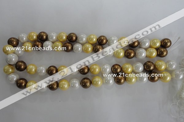 CSB1099 15.5 inches 12mm round mixed color shell pearl beads