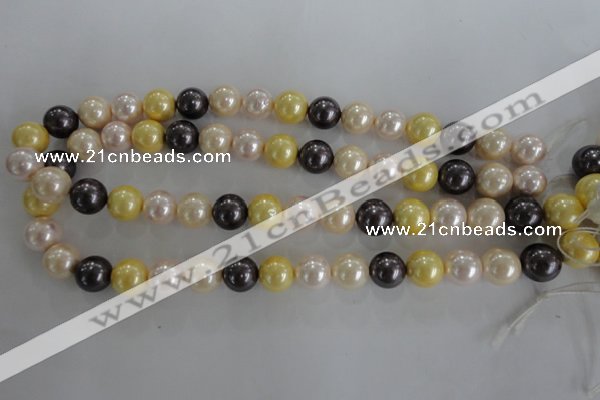 CSB1101 15.5 inches 12mm round mixed color shell pearl beads