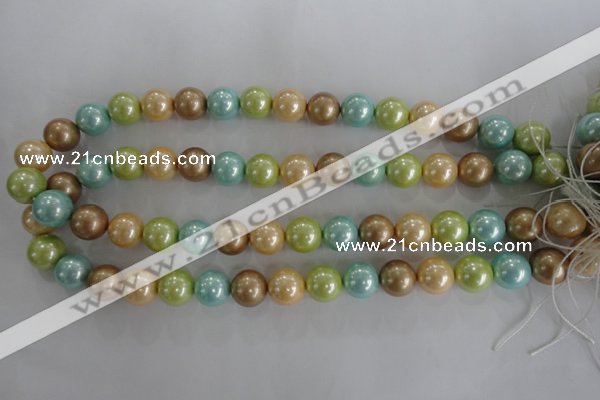 CSB1103 15.5 inches 12mm round mixed color shell pearl beads