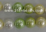 CSB1104 15.5 inches 12mm round mixed color shell pearl beads