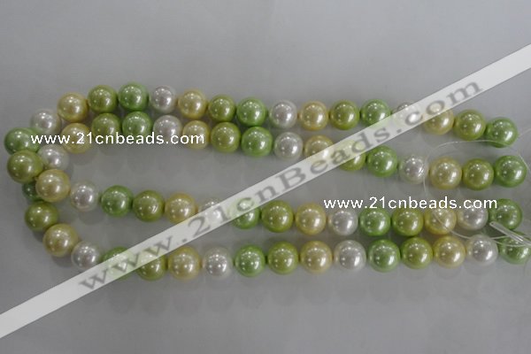 CSB1104 15.5 inches 12mm round mixed color shell pearl beads