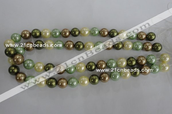 CSB1107 15.5 inches 12mm round mixed color shell pearl beads