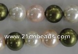 CSB1109 15.5 inches 12mm round mixed color shell pearl beads