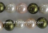 CSB1109 15.5 inches 12mm round mixed color shell pearl beads