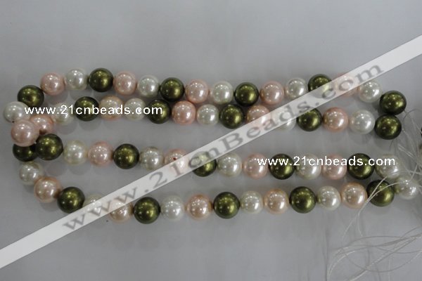 CSB1109 15.5 inches 12mm round mixed color shell pearl beads