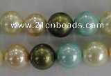 CSB1110 15.5 inches 12mm round mixed color shell pearl beads