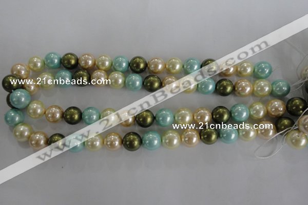 CSB1110 15.5 inches 12mm round mixed color shell pearl beads