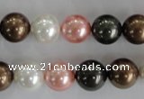 CSB1111 15.5 inches 12mm round mixed color shell pearl beads