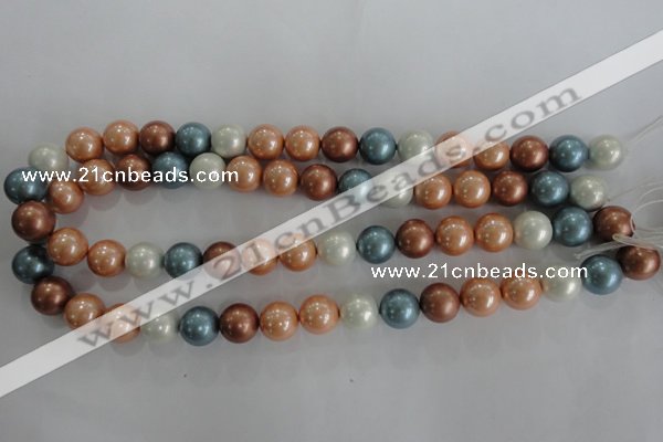 CSB1112 15.5 inches 12mm round mixed color shell pearl beads
