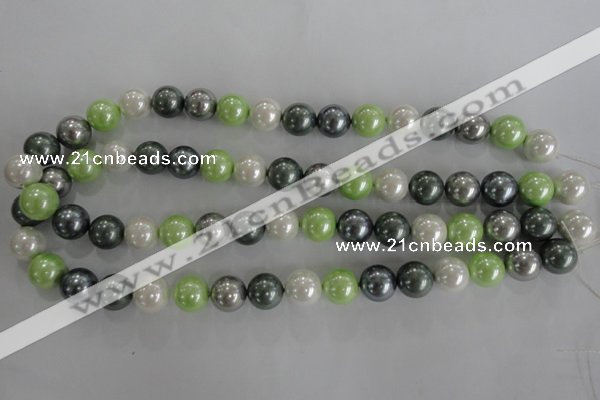 CSB1113 15.5 inches 12mm round mixed color shell pearl beads