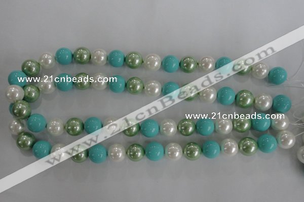 CSB1114 15.5 inches 12mm round mixed color shell pearl beads