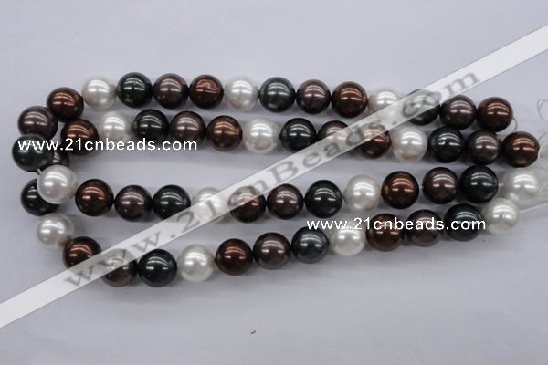 CSB1120 15.5 inches 14mm round mixed color shell pearl beads