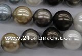 CSB1121 15.5 inches 14mm round mixed color shell pearl beads