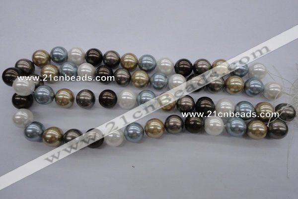 CSB1121 15.5 inches 14mm round mixed color shell pearl beads