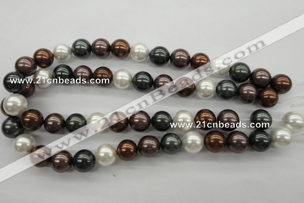 CSB1127 15.5 inches 14mm round mixed color shell pearl beads