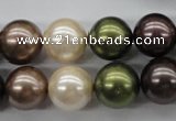 CSB1129 15.5 inches 14mm round mixed color shell pearl beads