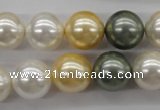 CSB1130 15.5 inches 14mm round mixed color shell pearl beads