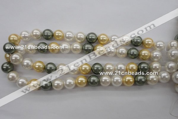 CSB1130 15.5 inches 14mm round mixed color shell pearl beads