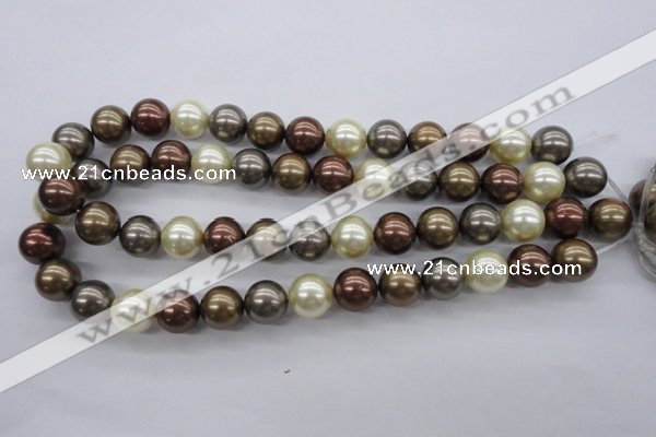 CSB1133 15.5 inches 14mm round mixed color shell pearl beads