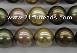 CSB1134 15.5 inches 14mm round mixed color shell pearl beads