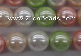 CSB1136 15.5 inches 14mm round mixed color shell pearl beads