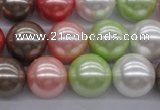 CSB1138 15.5 inches 14mm round mixed color shell pearl beads