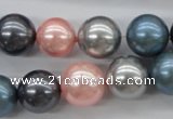 CSB1139 15.5 inches 14mm round mixed color shell pearl beads