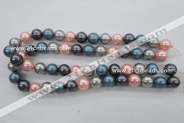 CSB1139 15.5 inches 14mm round mixed color shell pearl beads