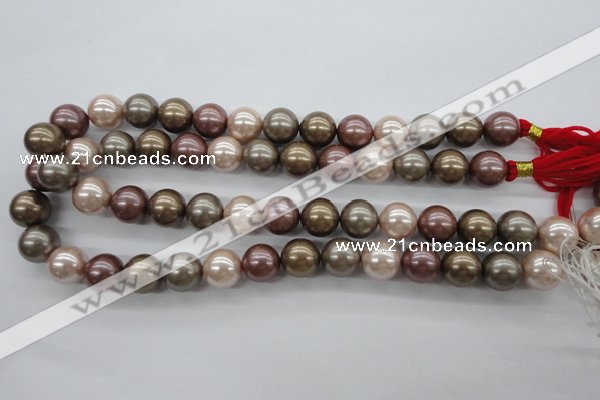 CSB1141 15.5 inches 14mm round mixed color shell pearl beads