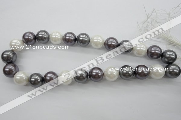 CSB1150 15.5 inches 16mm round mixed color shell pearl beads