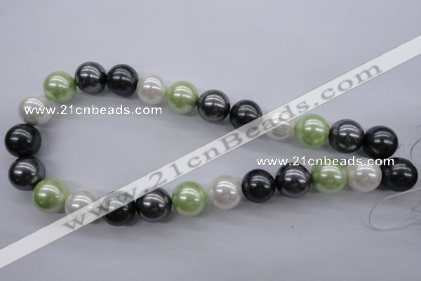 CSB1152 15.5 inches 16mm round mixed color shell pearl beads