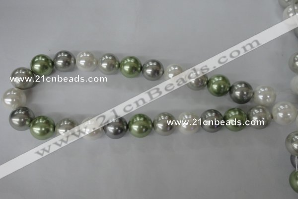 CSB1153 15.5 inches 16mm round mixed color shell pearl beads