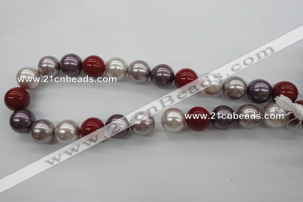 CSB1154 15.5 inches 16mm round mixed color shell pearl beads