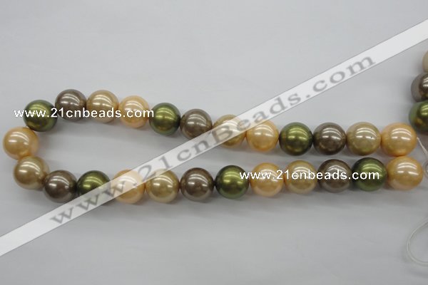 CSB1156 15.5 inches 16mm round mixed color shell pearl beads