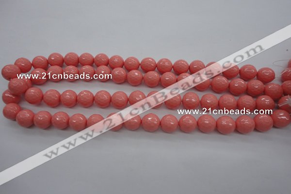 CSB1179 15.5 inches 12mm faceted round shell pearl beads