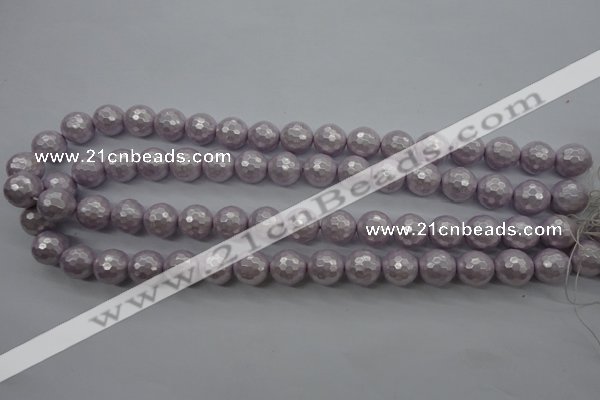 CSB1182 15.5 inches 10mm faceted round shell pearl beads