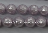 CSB1183 15.5 inches 12mm faceted round shell pearl beads