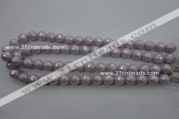 CSB1183 15.5 inches 12mm faceted round shell pearl beads