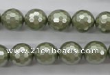 CSB1188 15.5 inches 12mm faceted round shell pearl beads