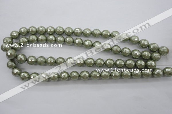 CSB1188 15.5 inches 12mm faceted round shell pearl beads