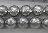 CSB1190 15.5 inches 14mm faceted round shell pearl beads