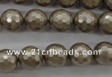 CSB1192 15.5 inches 12mm faceted round shell pearl beads