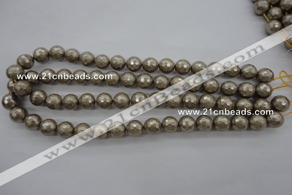 CSB1192 15.5 inches 12mm faceted round shell pearl beads