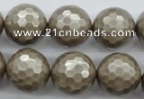 CSB1195 15.5 inches 18mm faceted round shell pearl beads