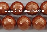 CSB1199 15.5 inches 18mm faceted round shell pearl beads