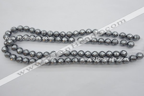 CSB1201 15.5 inches 10mm faceted round shell pearl beads