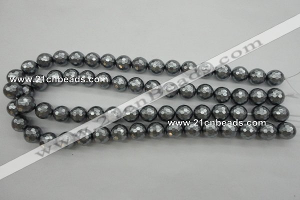 CSB1202 15.5 inches 12mm faceted round shell pearl beads