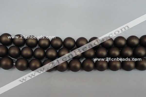 CSB1334 15.5 inches 12mm matte round shell pearl beads wholesale