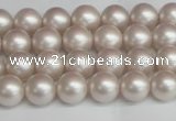 CSB1355 15.5 inches 4mm matte round shell pearl beads wholesale